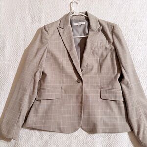 New York & Company Light Gray Checkered Classic Blazer Size 8 Like New